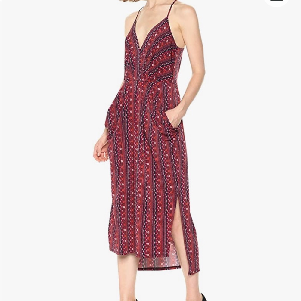 BCBG Printed midi faux-wrap dress